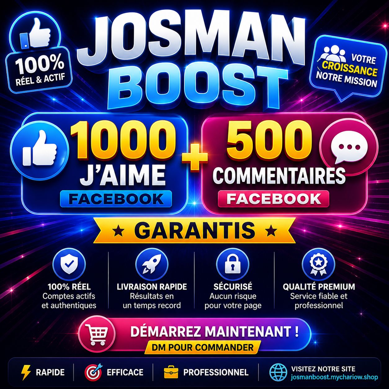 1000Likes + 500 commentaires Réels ❤️👍🇨🇩🇨🇬