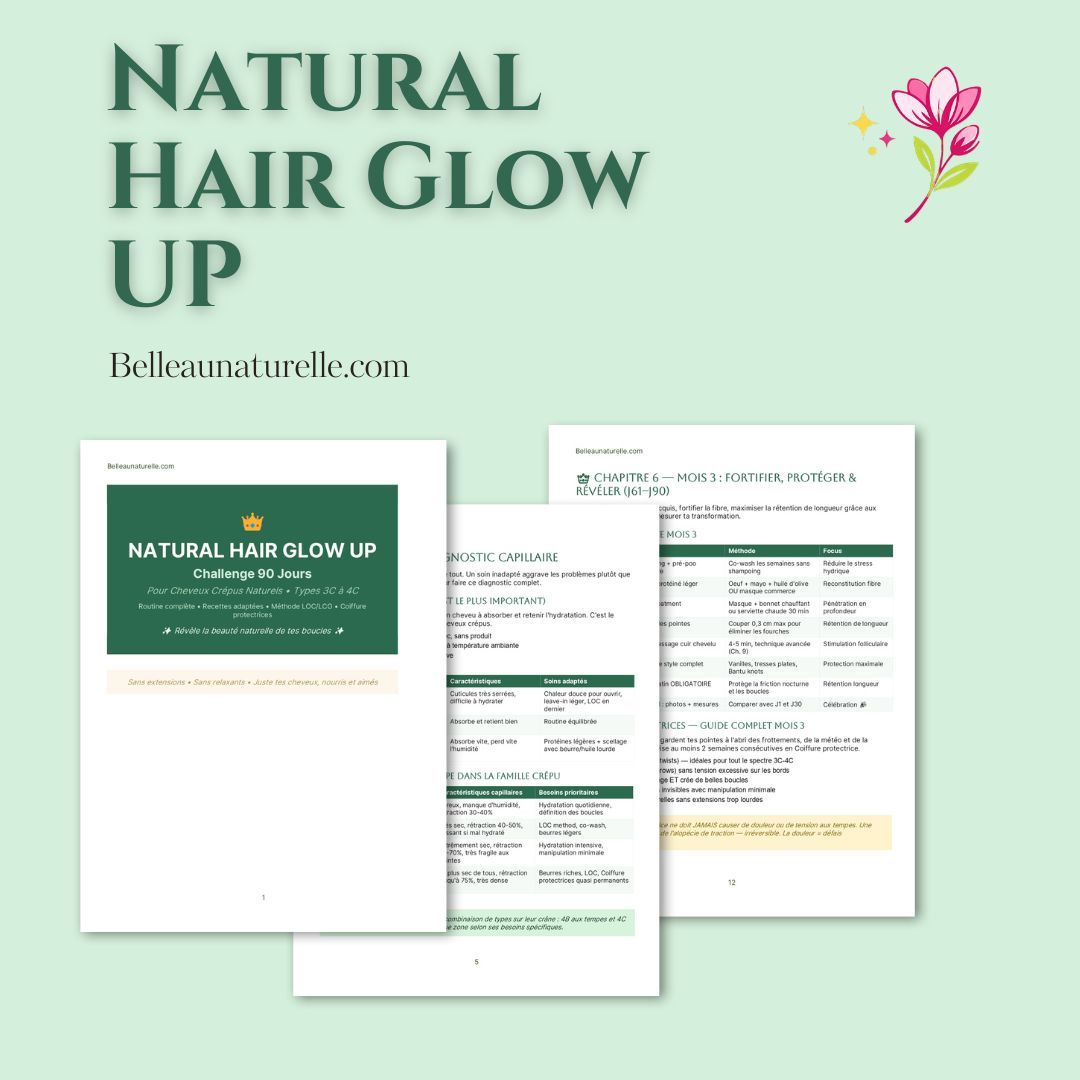 NATURAL HAIR GLOW UP - routines et recettes de soins pour cheveux 3b à 4c