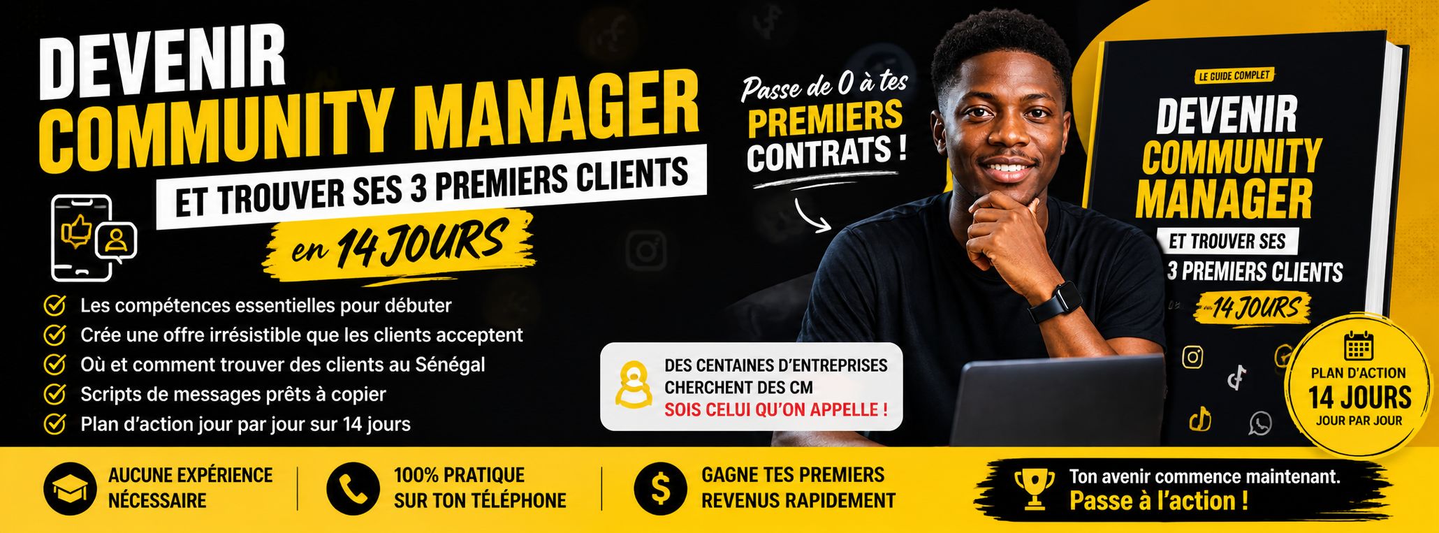 Devenir Community Manager et trouver ses 3 premiers clients en 14 jours