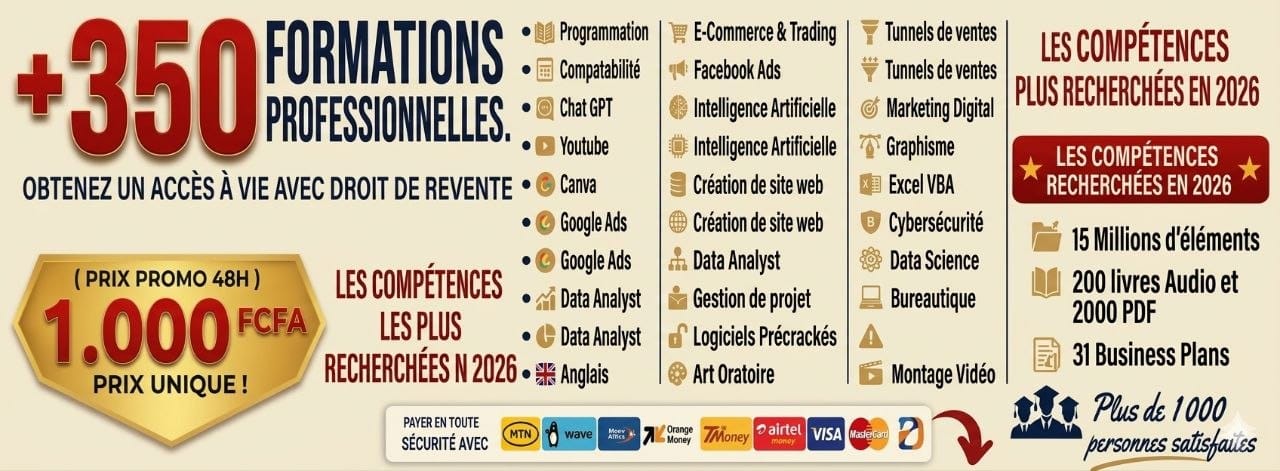 MEGA RESSOURCES + 350 FORMATIONS ET LOGICIELS AVEC DROIT DE REVENTE