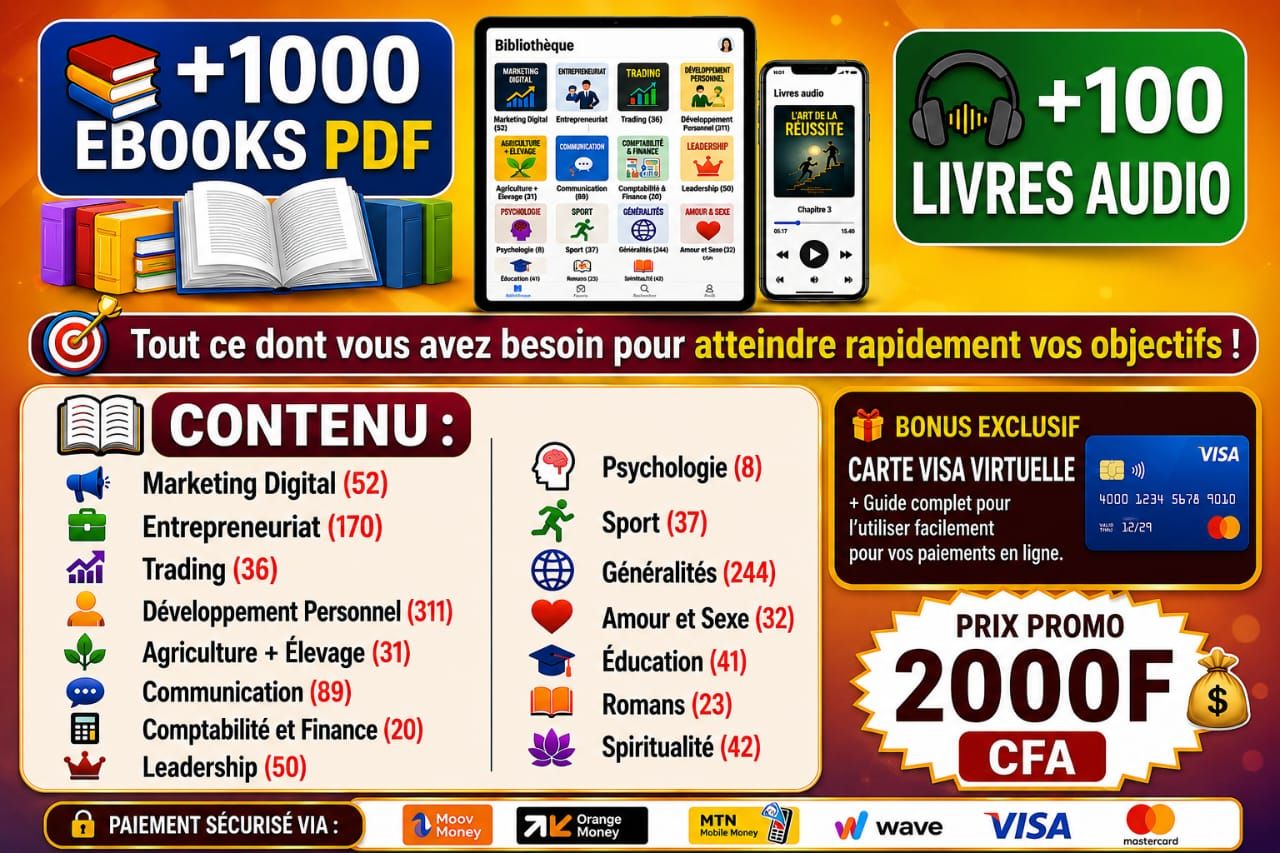 +1000 EBOOKS PDF ET 100 LIVRES AUDIOS