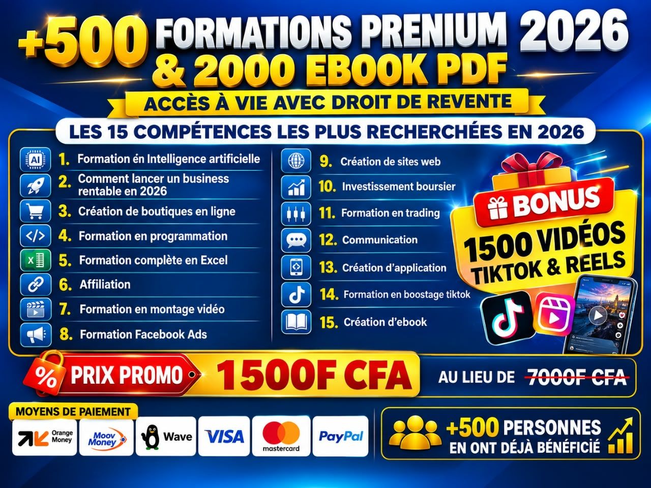 +500 FORMATIONS PRENIUM 2026 ET 2000 EBOOKS PDF