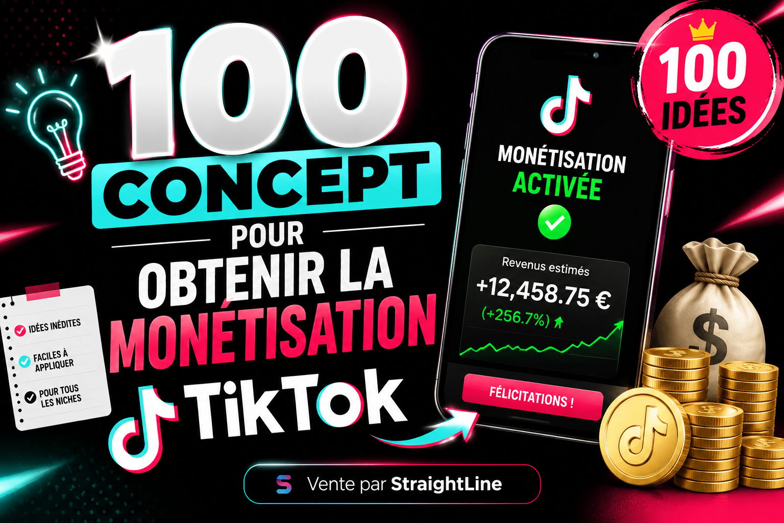 100 Concepts qui vous permettront de Monétiser votre Compte Tiktok