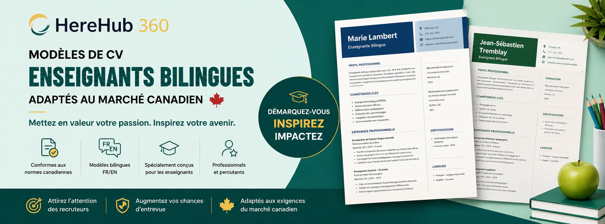 Modèles de CV Enseignants Bilingues Adaptés au Marché Canadien