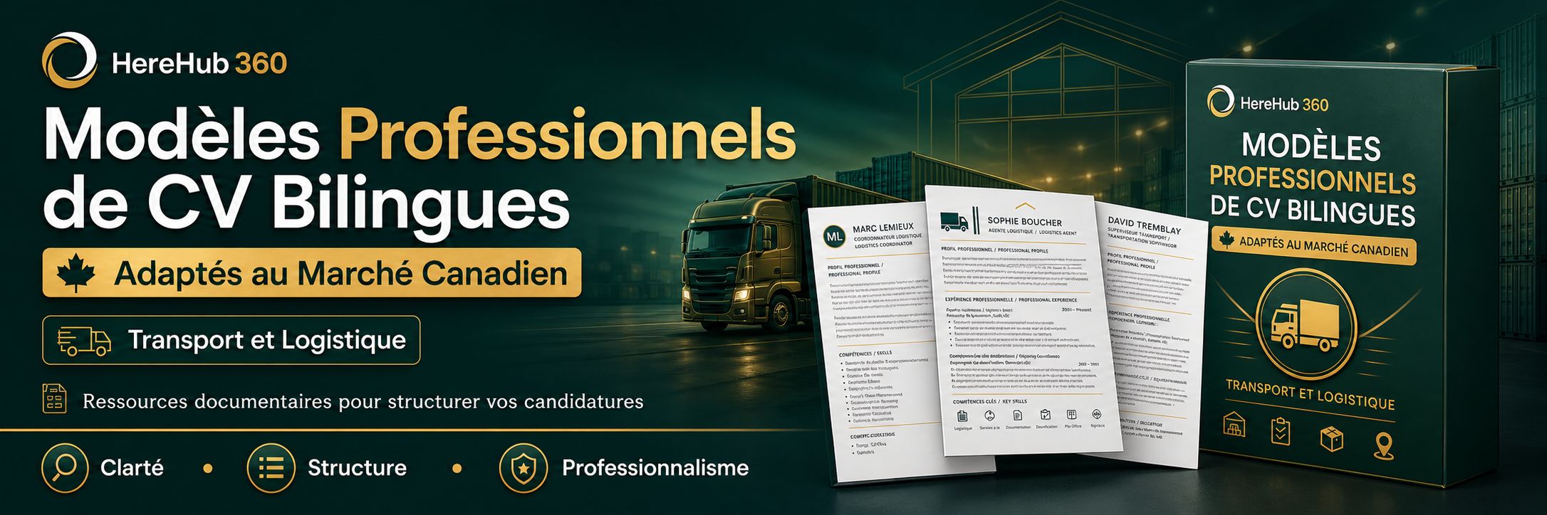Modèles Professionnels de CV Bilingue Adaptés au Marché Canadien – Transport et Logistique