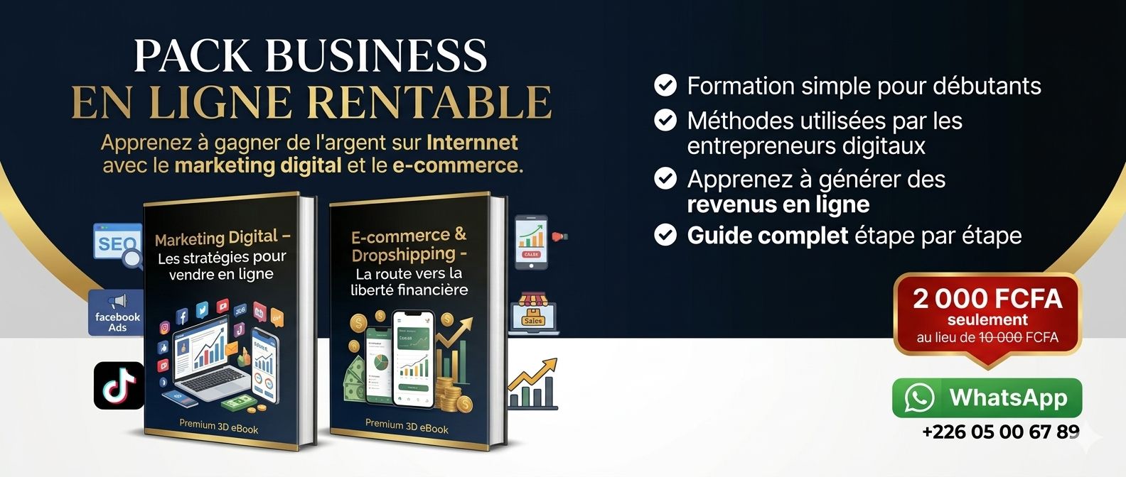 Pack Débutant Dropshipping: Stratégie E-commerce + Marketing Digital