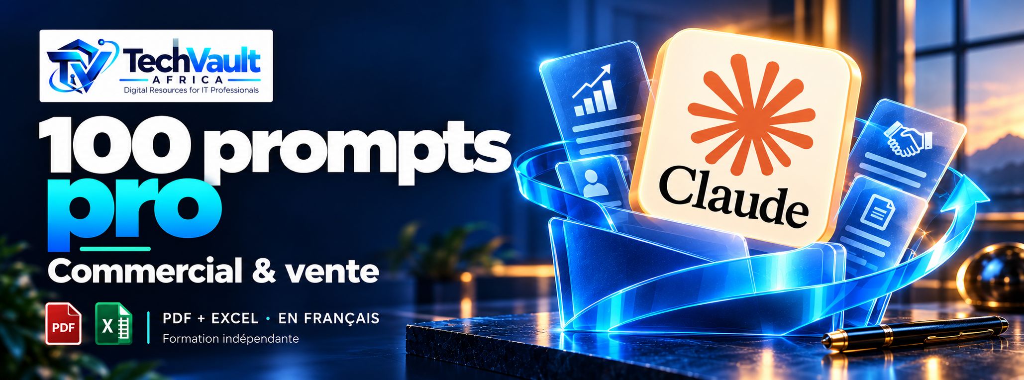 100 prompts pro : Commercial et vente — Collection TechVault Africa
