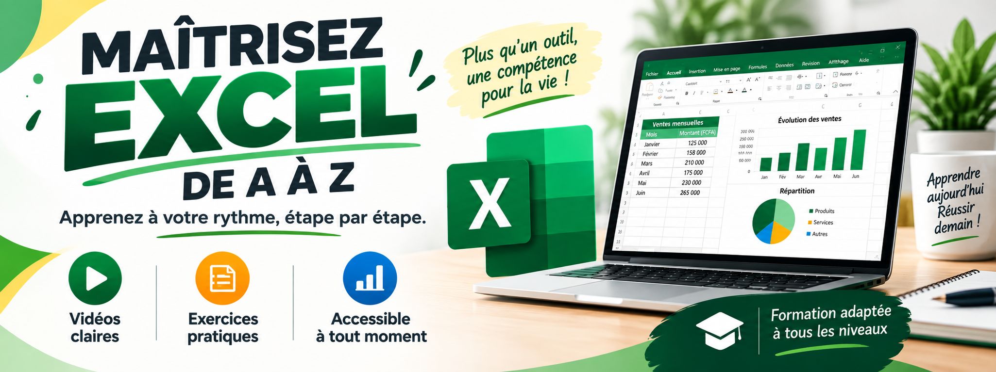 Formation Complète EXCEL + Word, Powerpoint et Outlook :  de Débutant à Avancé.