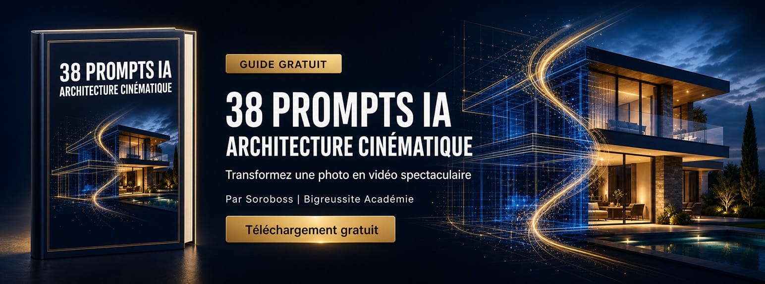 Guide Gratuit — 38 Prompts IA Architecture Cinématique