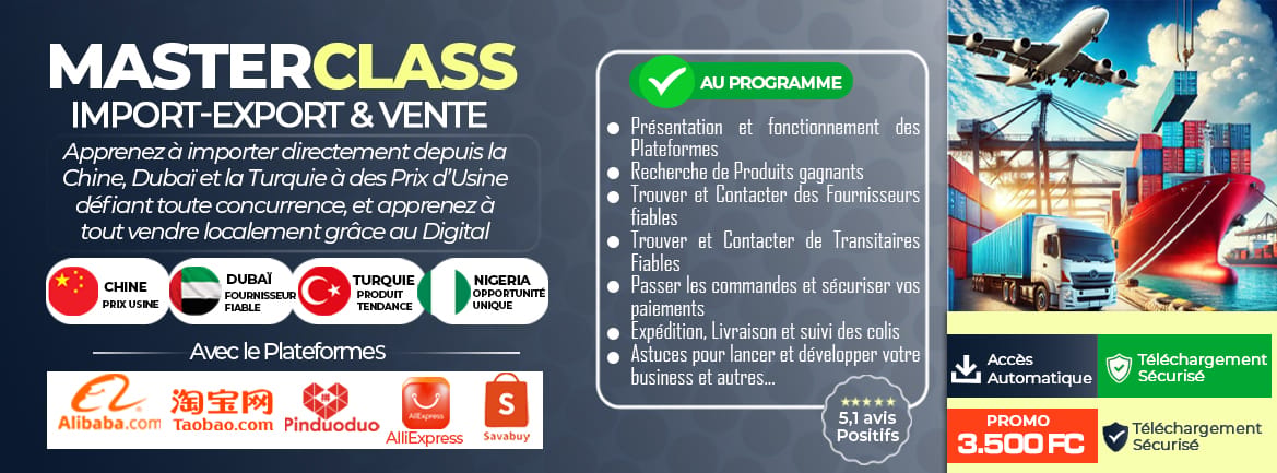 Masterclass Pratique : Import, Export & Vente