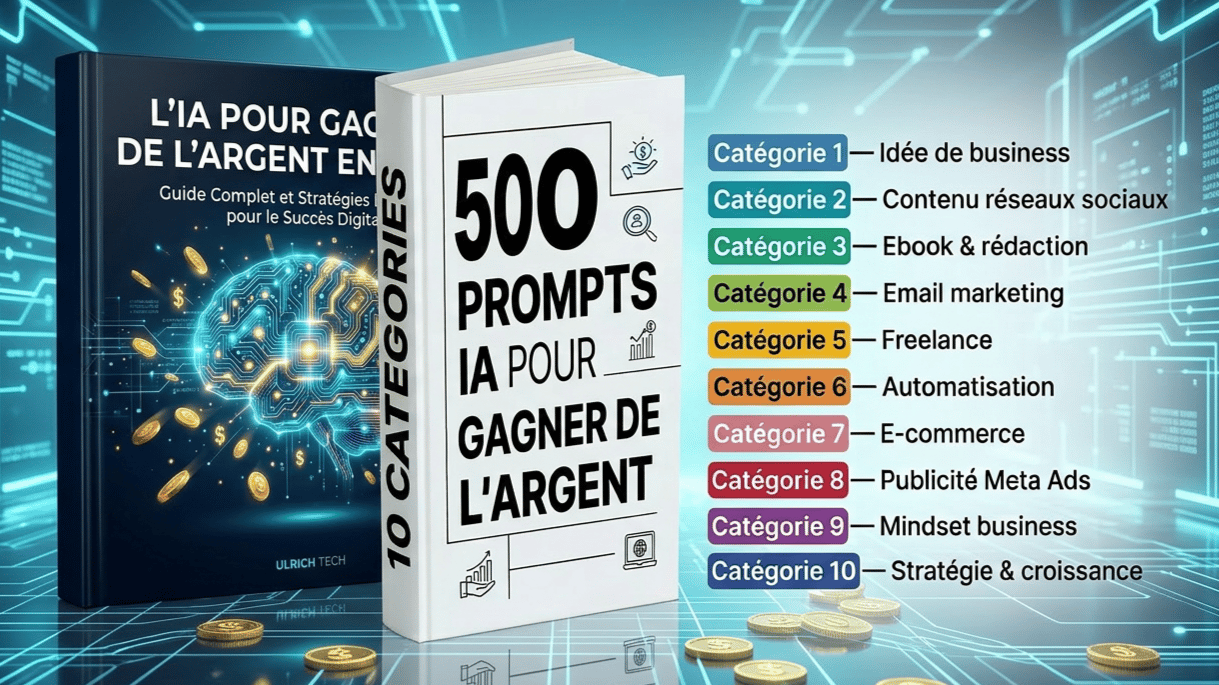PACK COMPLET IA : L'IA pour Gagner de l'Argent en Ligne + 500 Prompts pour Créer ton Business