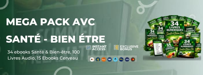 MEGA PACK AVC + 34 ebooks Santé & Bien-être, 100 Livres Audio, 15 Ebook Cerveau