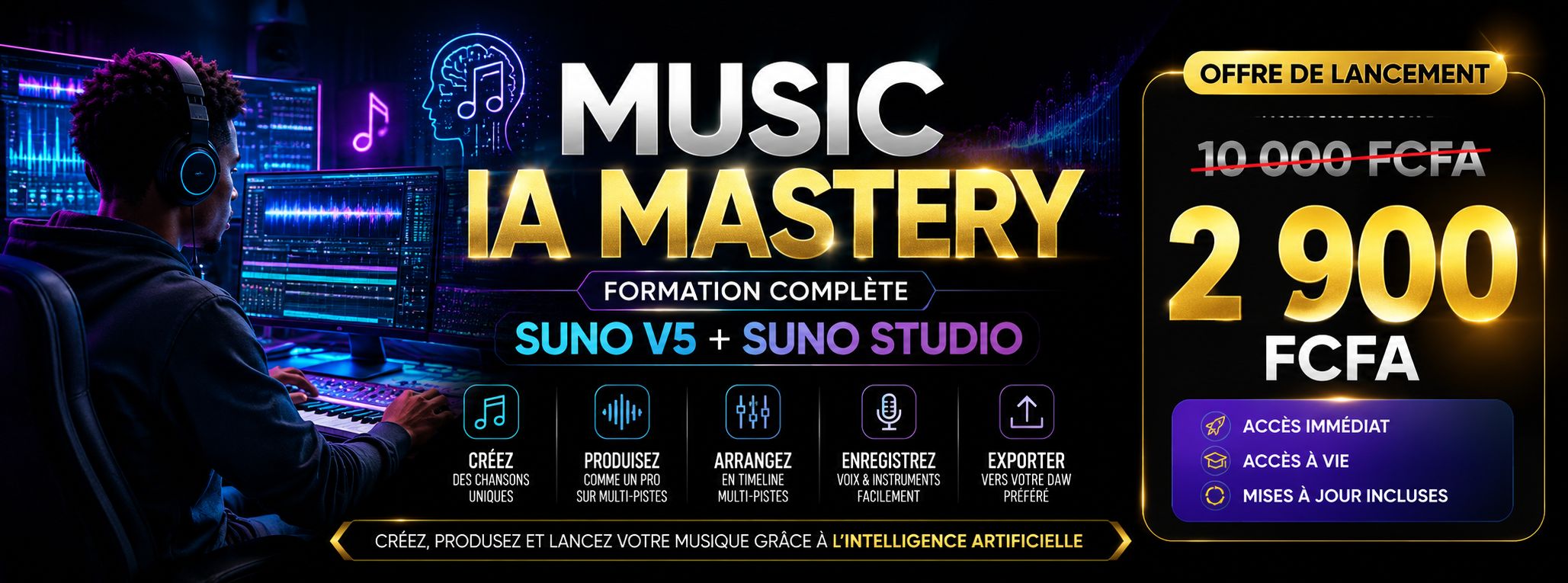 🎵 Music IA Mastery : Le programme complet pour créer, produire et monétiser votre musique grâce à IA