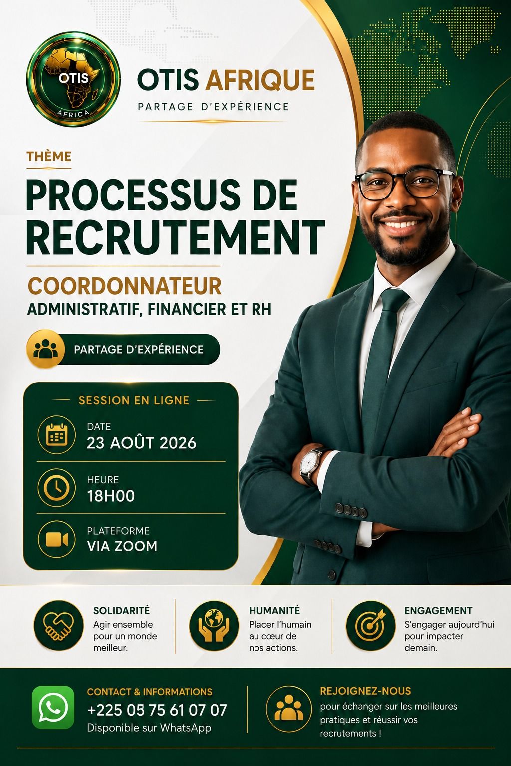 Partage d'expérience PROCESSUS DE RECRUTEMENT COORDONNATEUR ADMINISTRATIF FINANCIER & RH