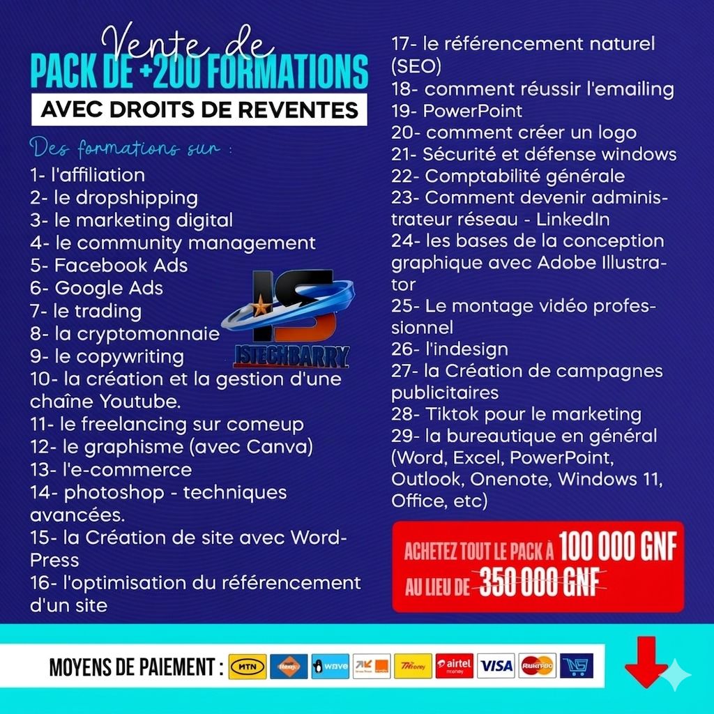 PACK 500: Accès Instantané à 600 Cours Tech + Licence Revente – Gagnez Plus