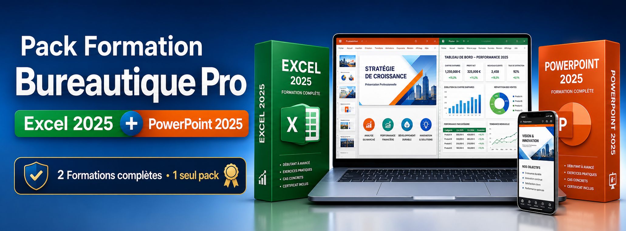 Pack Formation Bureautique Pro : Excel 2024 + PowerPoint 2025