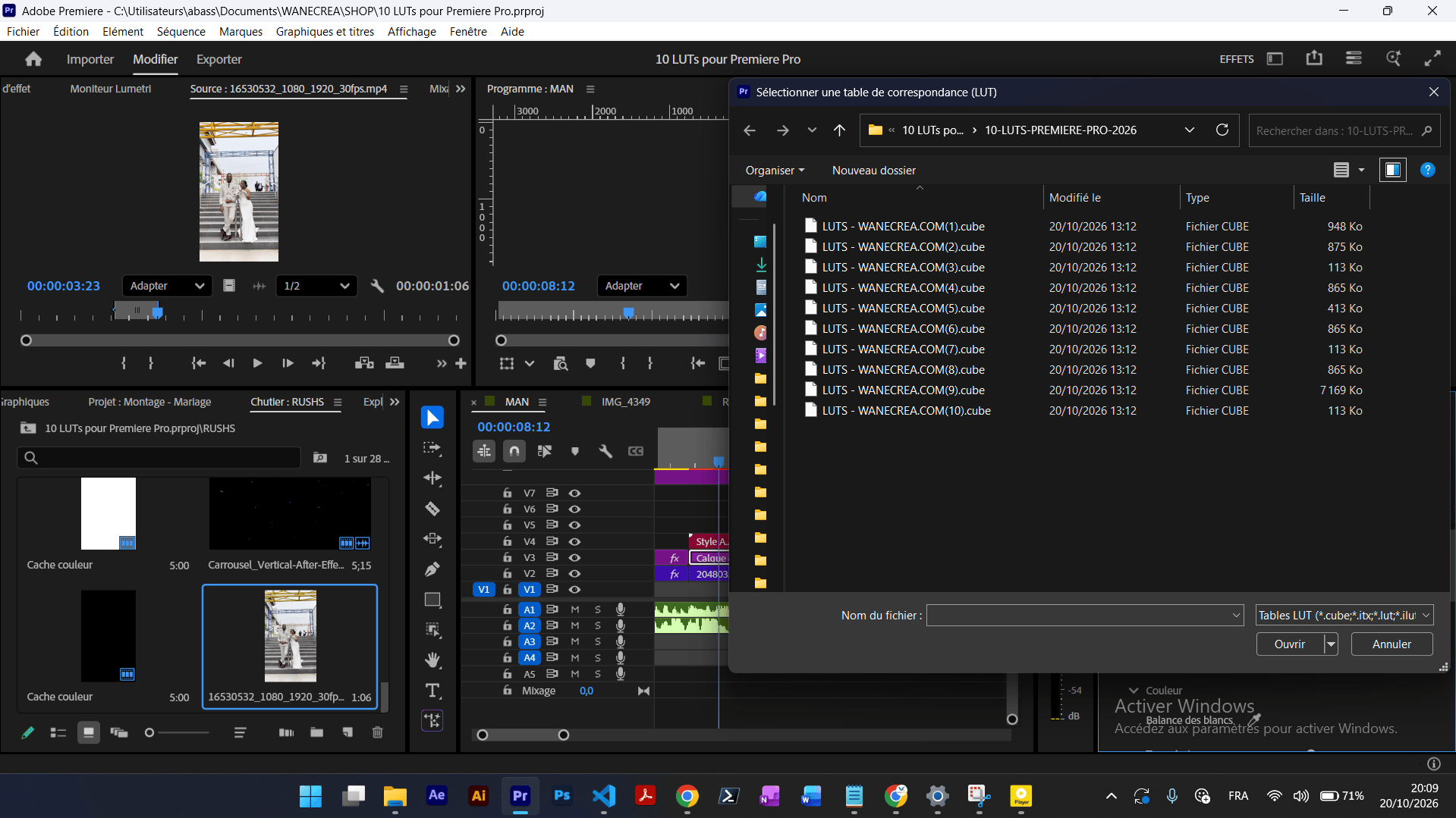Pack de 10 LUTs Pour Adobe Premiere Pro