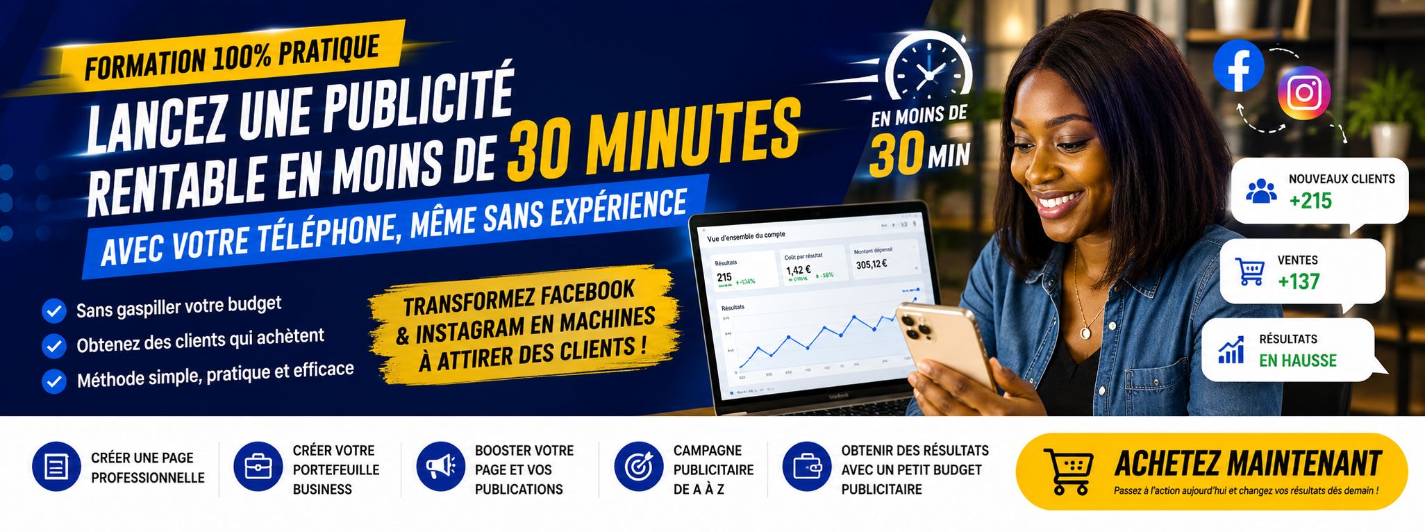 CREER SA PAGE PROFESSIONNELLE ET LANCER UNE PUBLICITE RENTABLE EN MOINS DE 30MN AVEC SON TELEPHONE