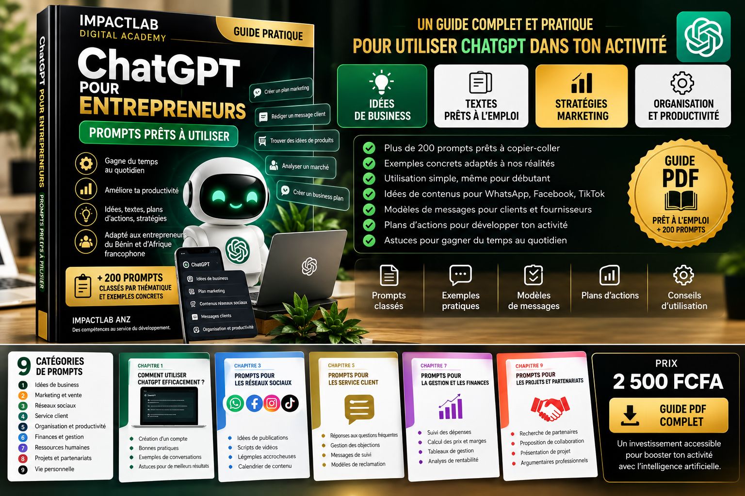 L'IA pour entrepreneurs : 55 prompts pratiques pour développer ton activité