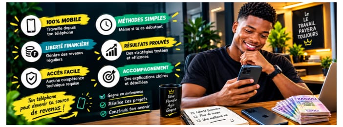 3 STRATÉGIES TESTÉES POUR GÉNÉRER 100 000 FCFA PAR SEMAINE AVEC TON TÉLÉPHONE