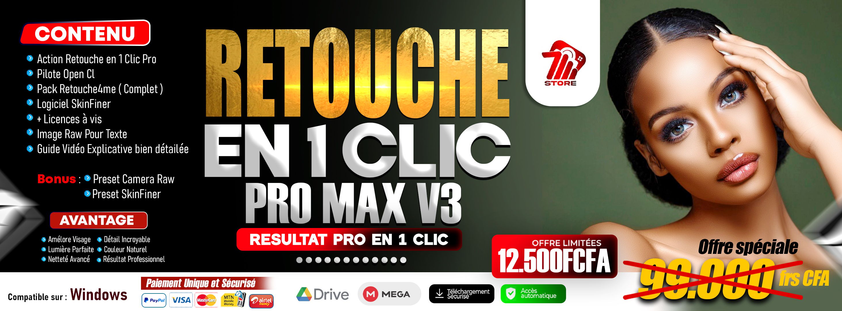 RETOUCHE MINUTES EN 1 CLIC PRO MAX V3 - Passe en qualité PRO en 1 clic, le secret des photos