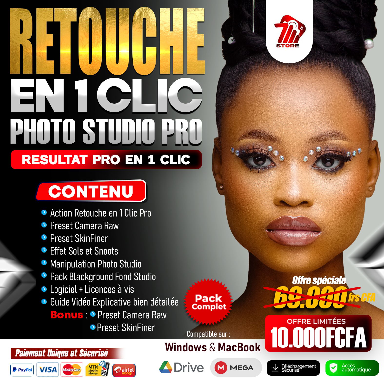 Retouche en 1 Clic Studio Photo - Transforme tes photos en mode STUDIO en 1 SEUL CLIC
