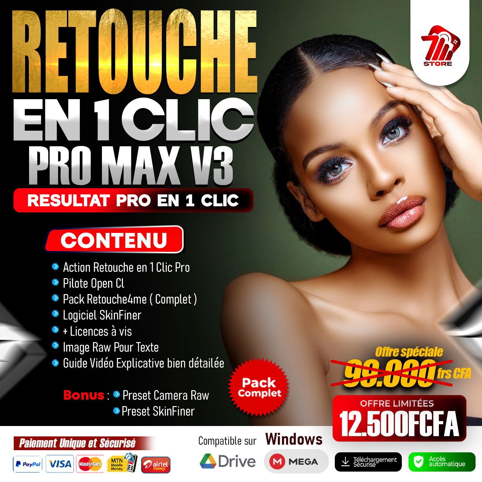 RETOUCHE MINUTES EN 1 CLIC PRO MAX V3 - Passe en qualité PRO en 1 clic, le secret des photos