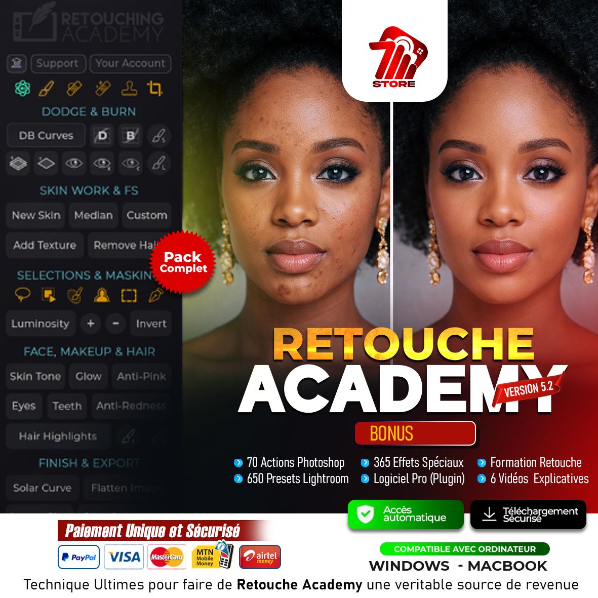 RETOUCHE  ACADEMY 5.2  : Apprends la retouche PRO et génère  650.000 FCFA / mois