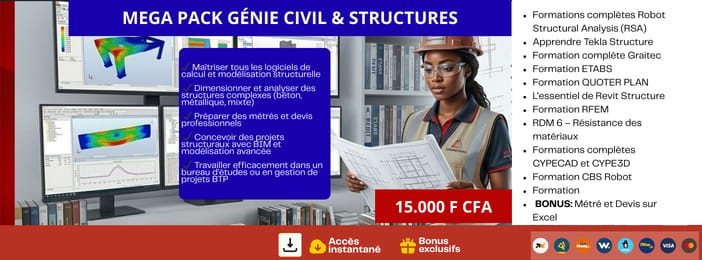 PACK ULTIME – FORMATIONS CALCUL DE STRUCTURE & GÉNIE CIVIL + BONUS PROFESSIONNELS
