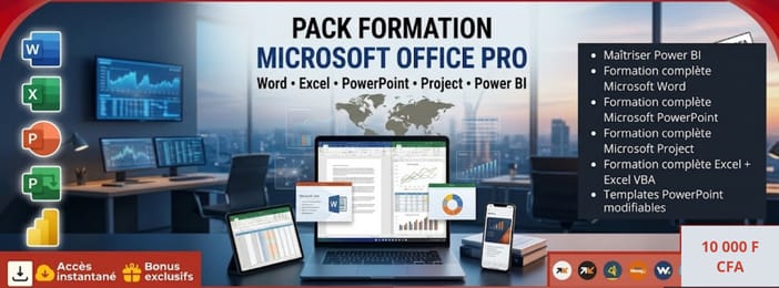Pack Formation Microsoft Office Pro – Word, Excel, PowerPoint, Project + Power BI
