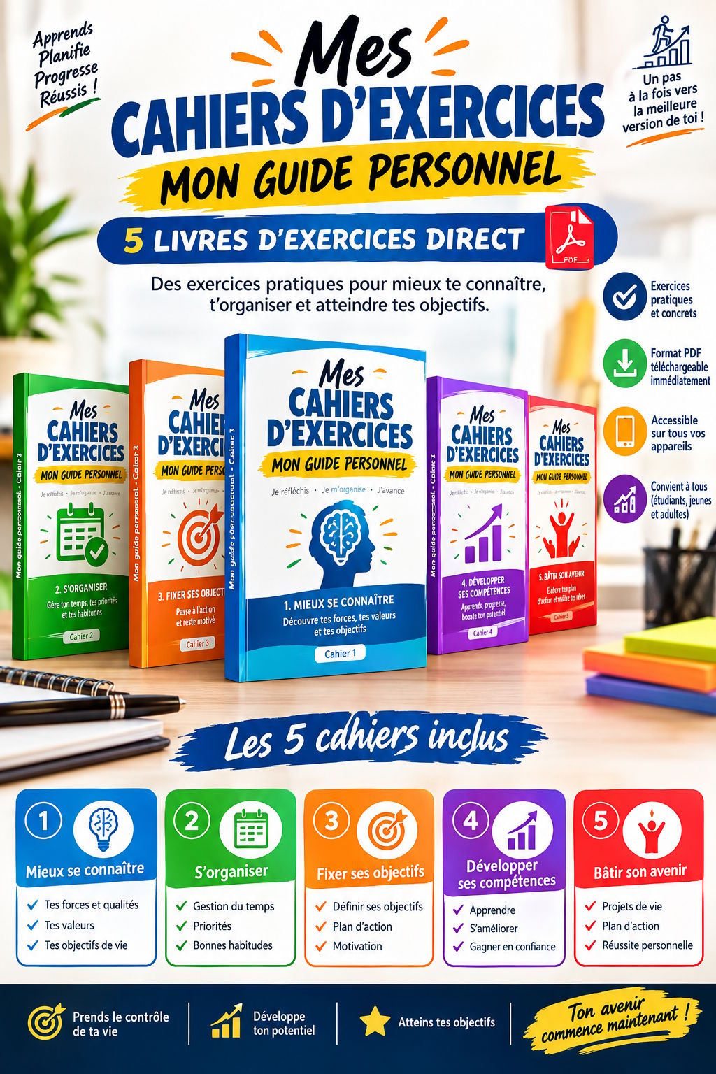Mes CAHIERS D'EXERCICES MON GUIDE PERSONNEL (5 livres d'exercices direct). pdf