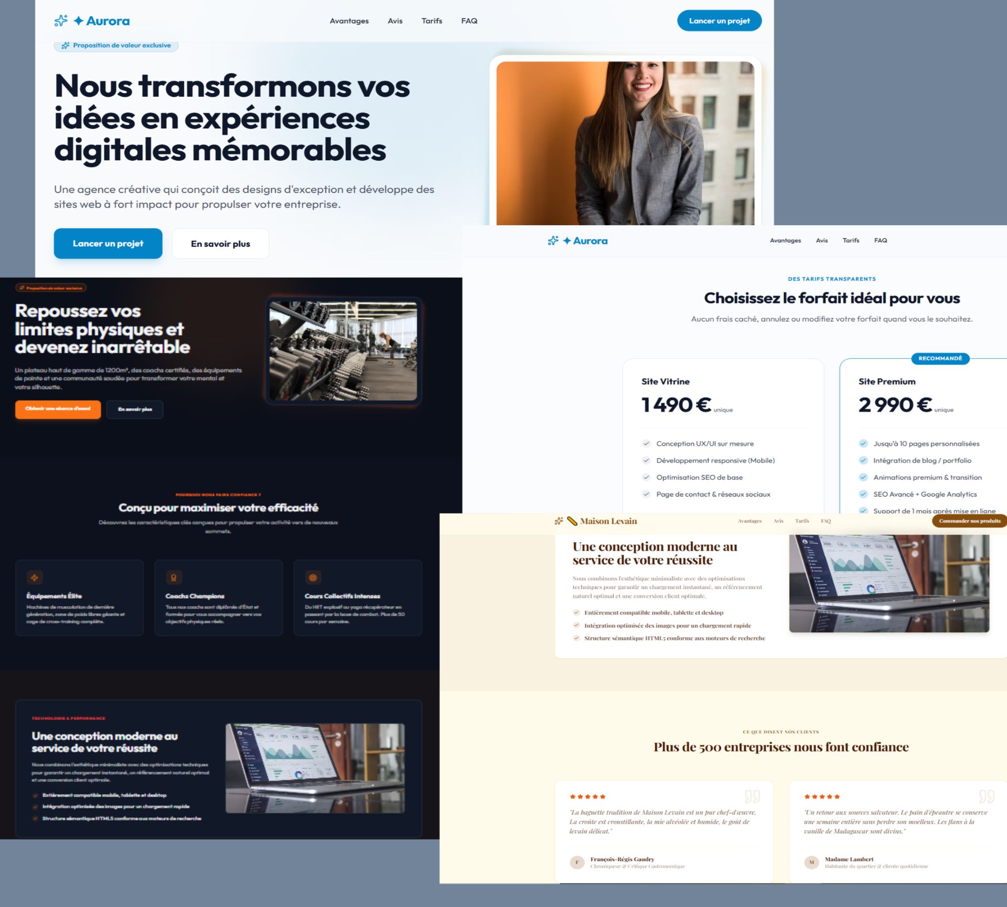 10 code sources complets de site web STATIQUE pro en html css js modifiable ET PREVISUALISABLE