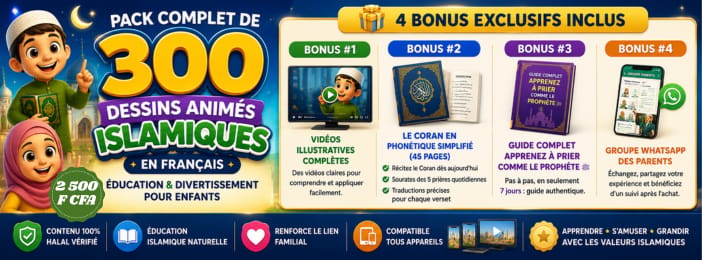 Pack Complet de 300 Dessins Animés Islamiques en Français-Education et Divertissements pour Enfants.