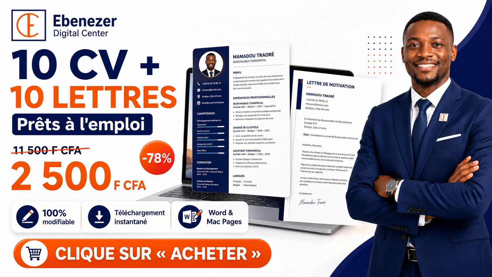 Pack 10 CV & Lettres de Motivation Professionnels Prêts à l’Emploi