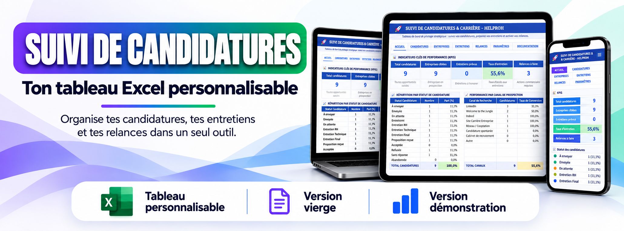 Suis tes candidatures et décroche ton stage, ton alternance ou ton emploi - Tableau Excel