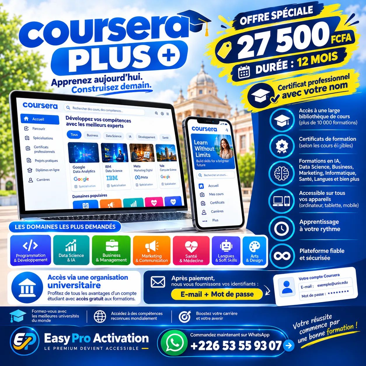 OBTENEZ COURSER'A+ PENDANT 12 MOIS ( COMPTE PRIVÉ & PERSONNEL )