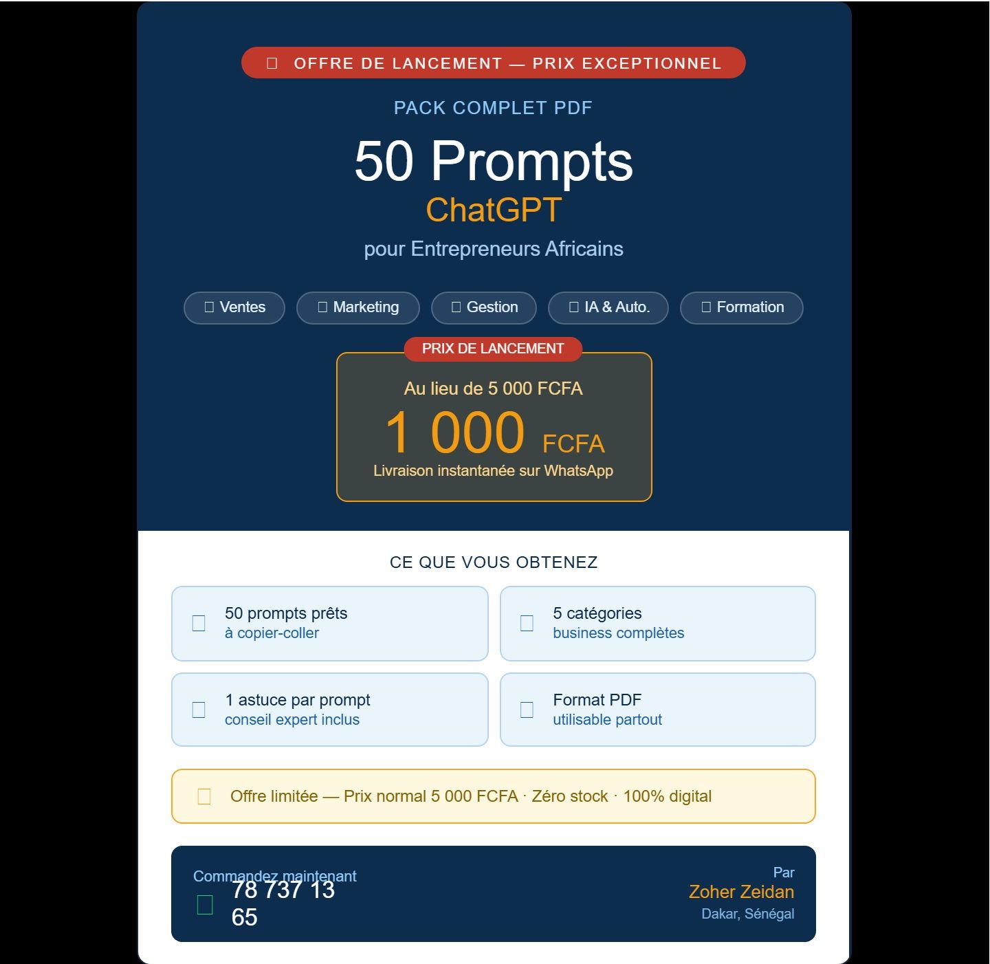 50 PROMPTS CHATGPTPOUR ENTREPRENEURS AFRICAINS