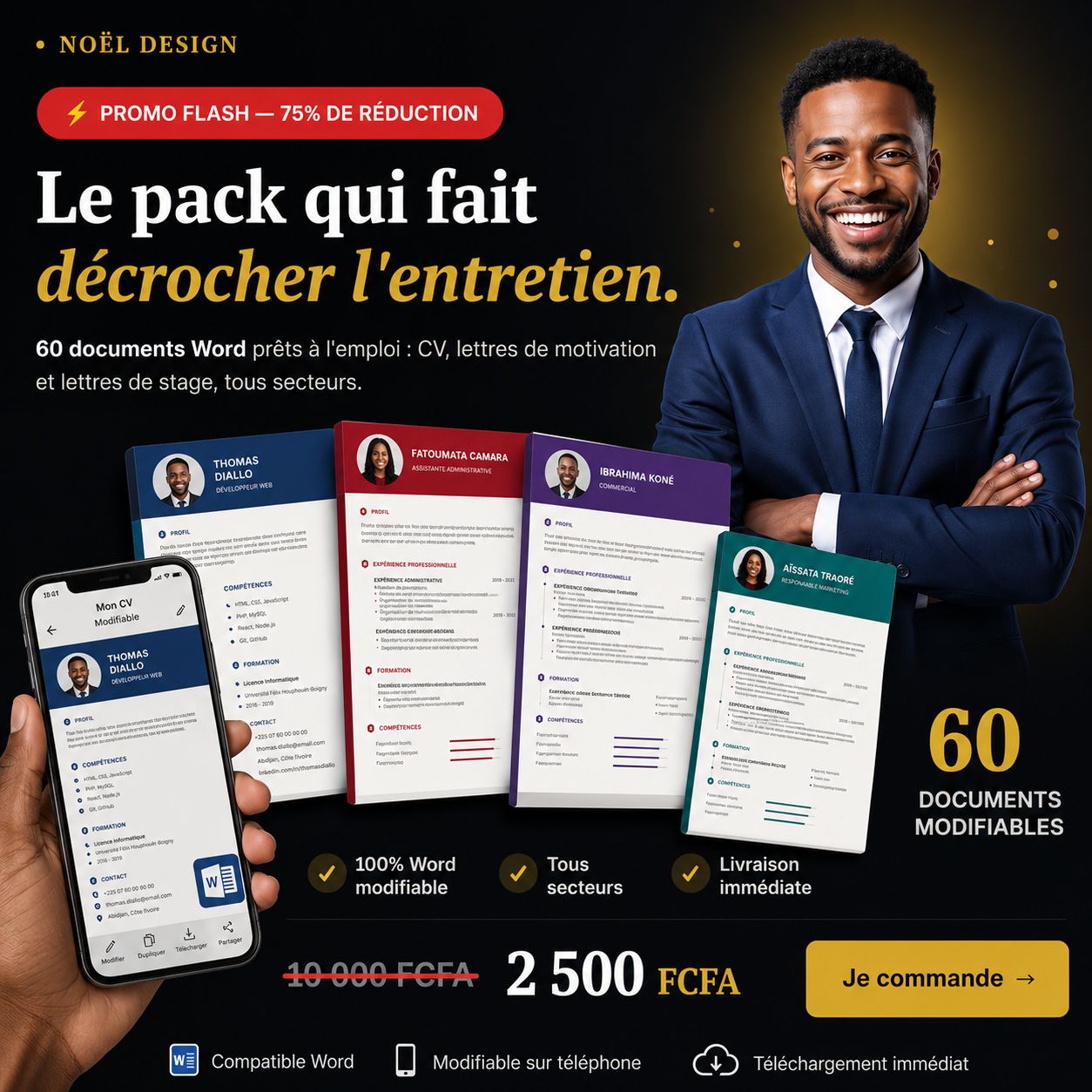 Le pack d'emploie Ultime  : ton dossier de candidature pro prêt en 5 minutes chrono.