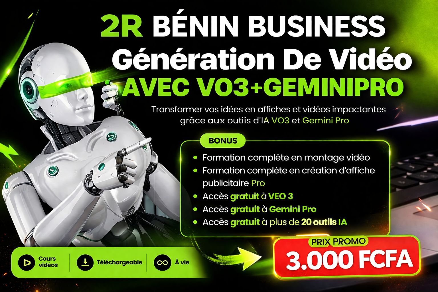 Génération de vidéo Veo 3+ Gemini Pro