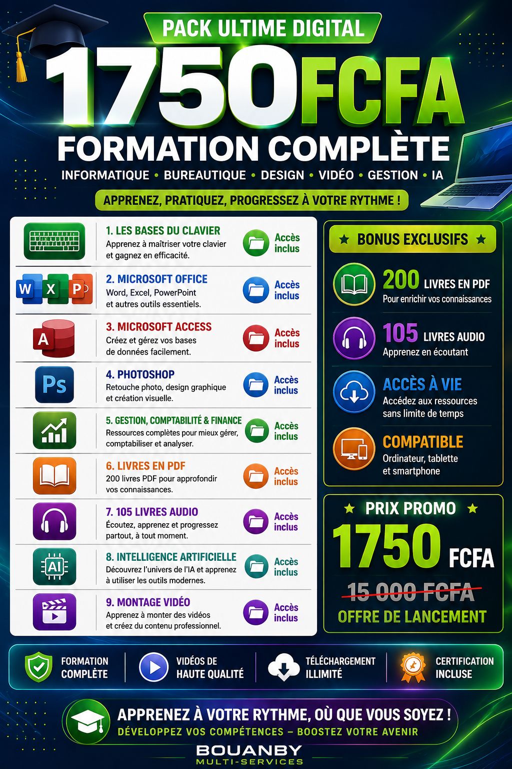 🚀 PACK ULTIME DIGITAL – FORMATION INFORMATIQUE, BUREAUTIQUE & CRÉATION