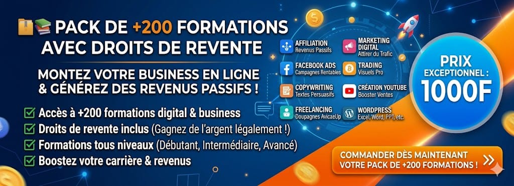 Pack de ++200 Formations et Logiciels avec Droits de Revente