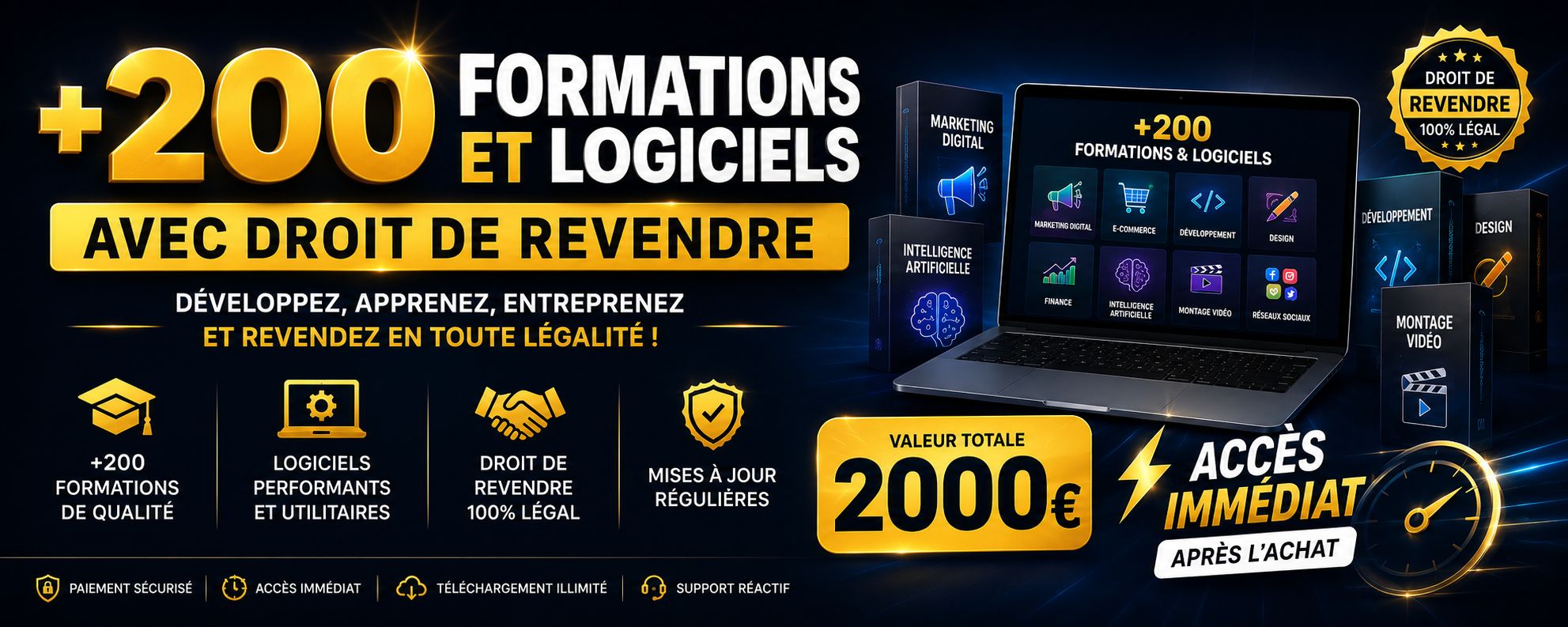 💻 200+ FORMATIONS AVEC DROIT DE REVENTE