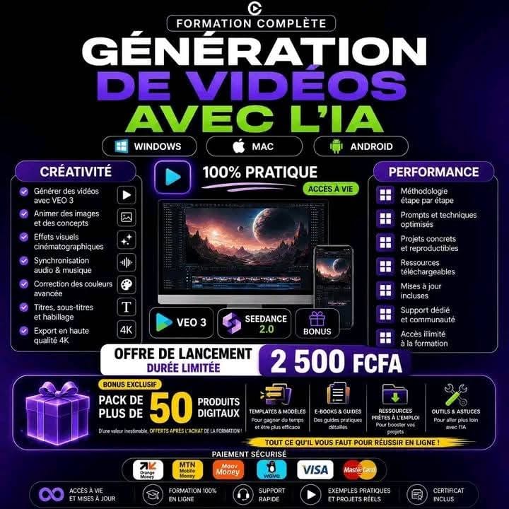 FORMATION COMPLETE SUR LA CREATION DES VIDEOS AVEC IA