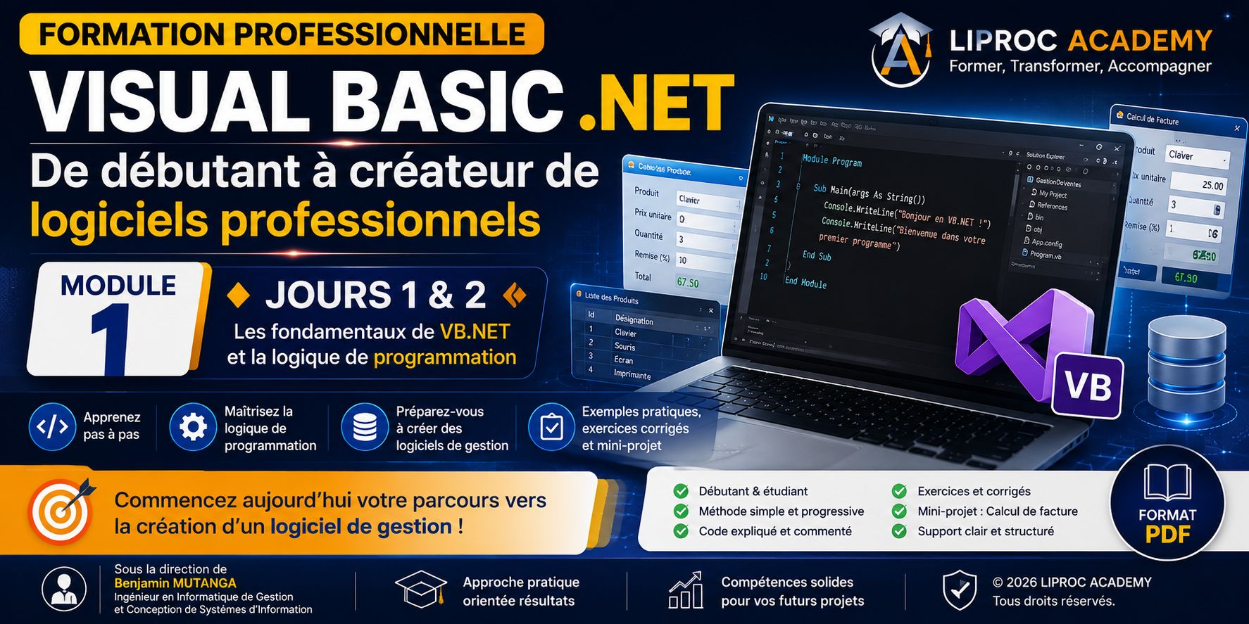 De Débutant à Créateur de Logiciels VB.NET : Module 1 Exclusif