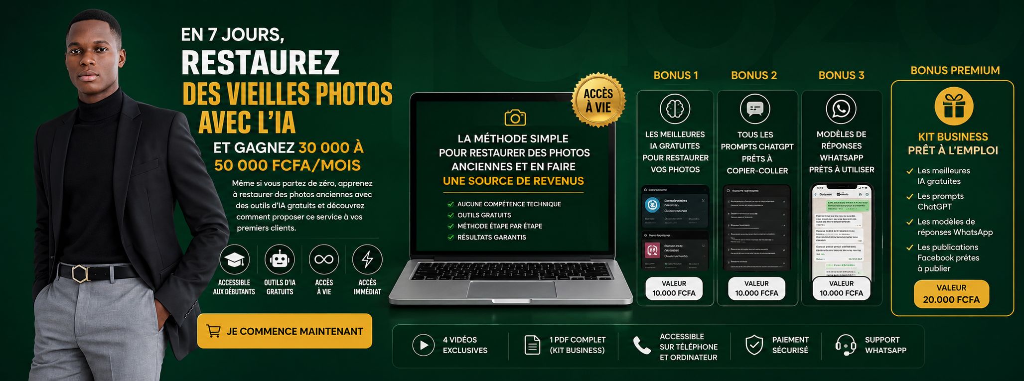 En 7 jours, restaurez des vieilles photos avec l'IA et gagnez 30 000 à 50 000 FCFA/mois