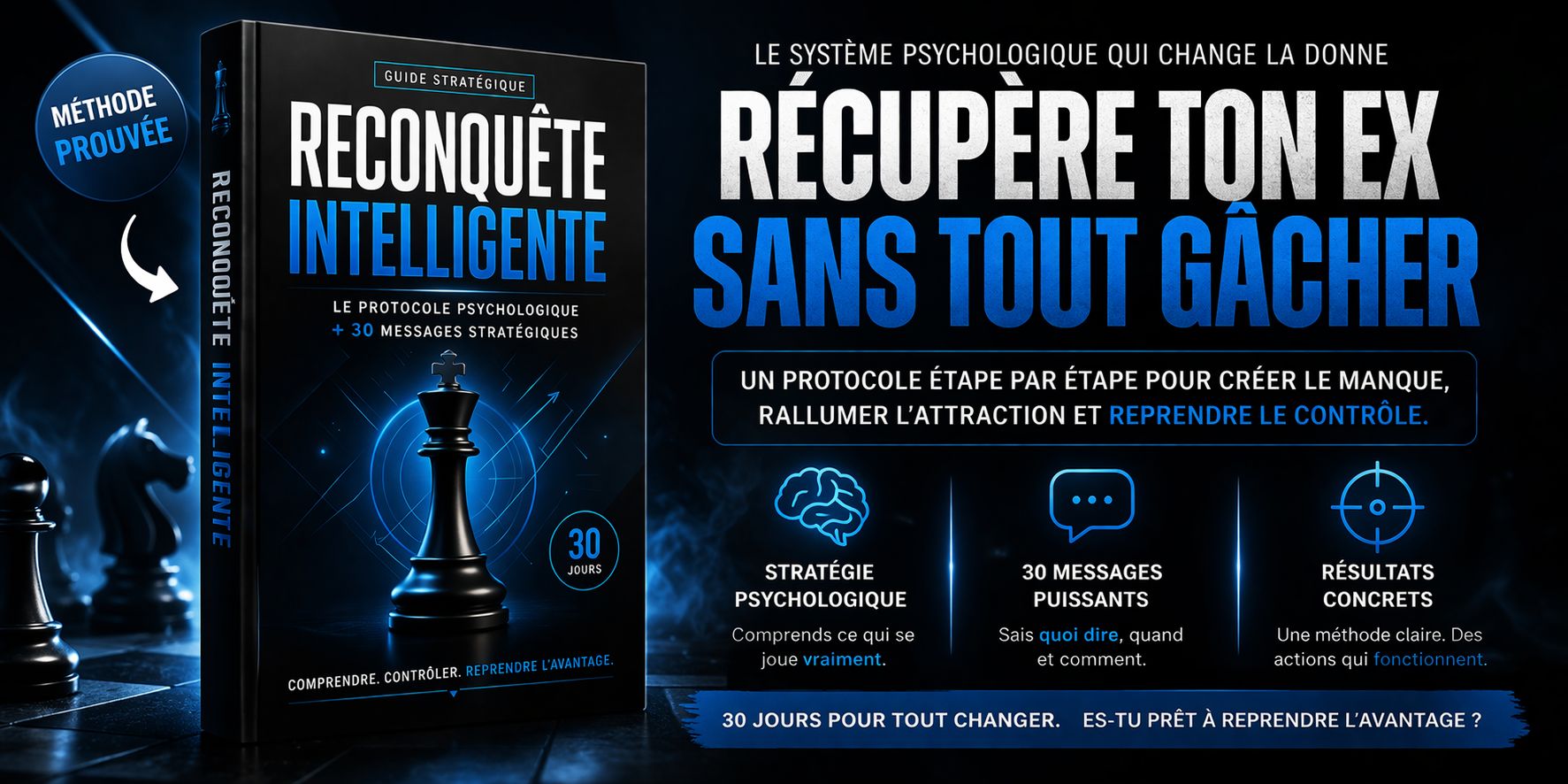 Reconquête Intelligente - Protocole psychologique + 30 messages stratégiques pour récupérer ton ex
