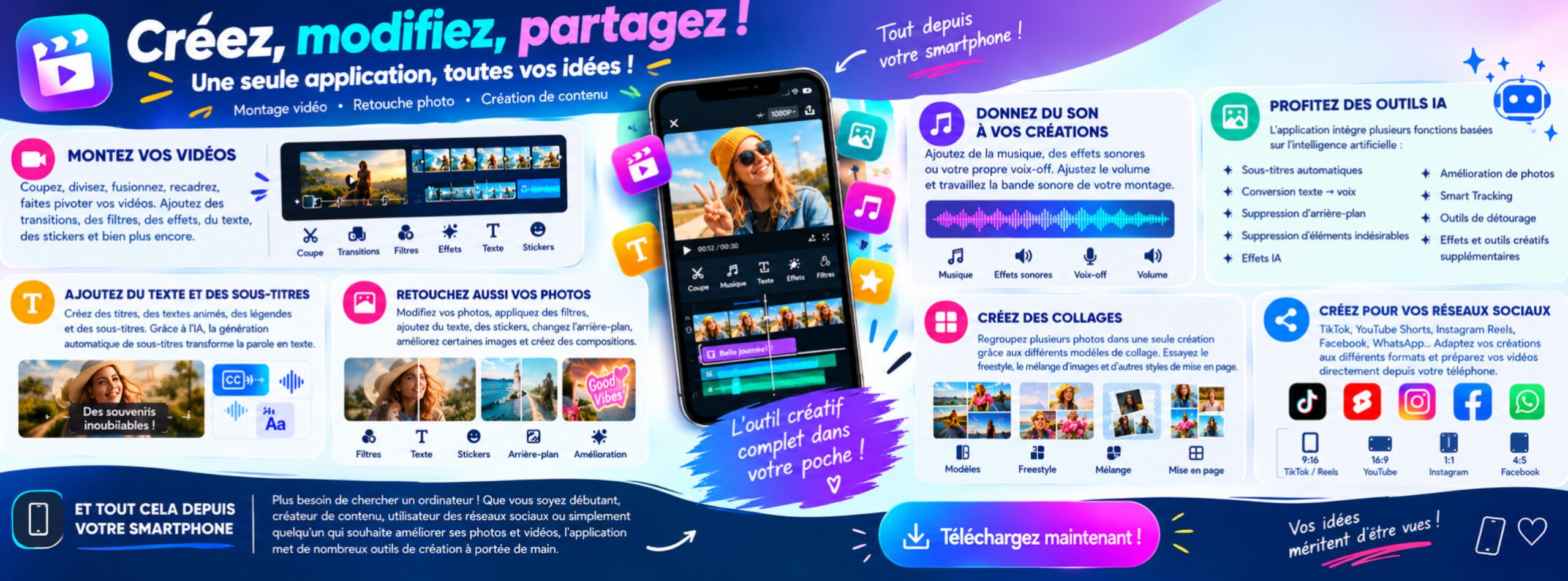 Studio Créatif Mobile – Vidéo, Photo & IA ⭐