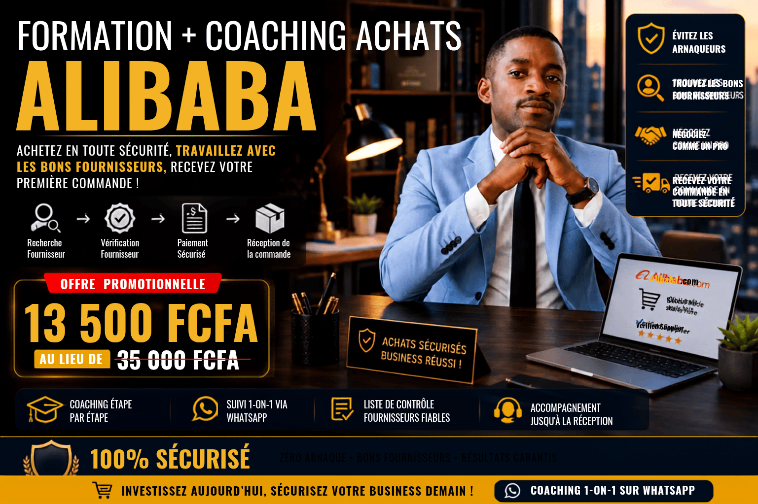 Formation + Coaching sur les achats Alibaba jusqu'à la réception de votre première commande