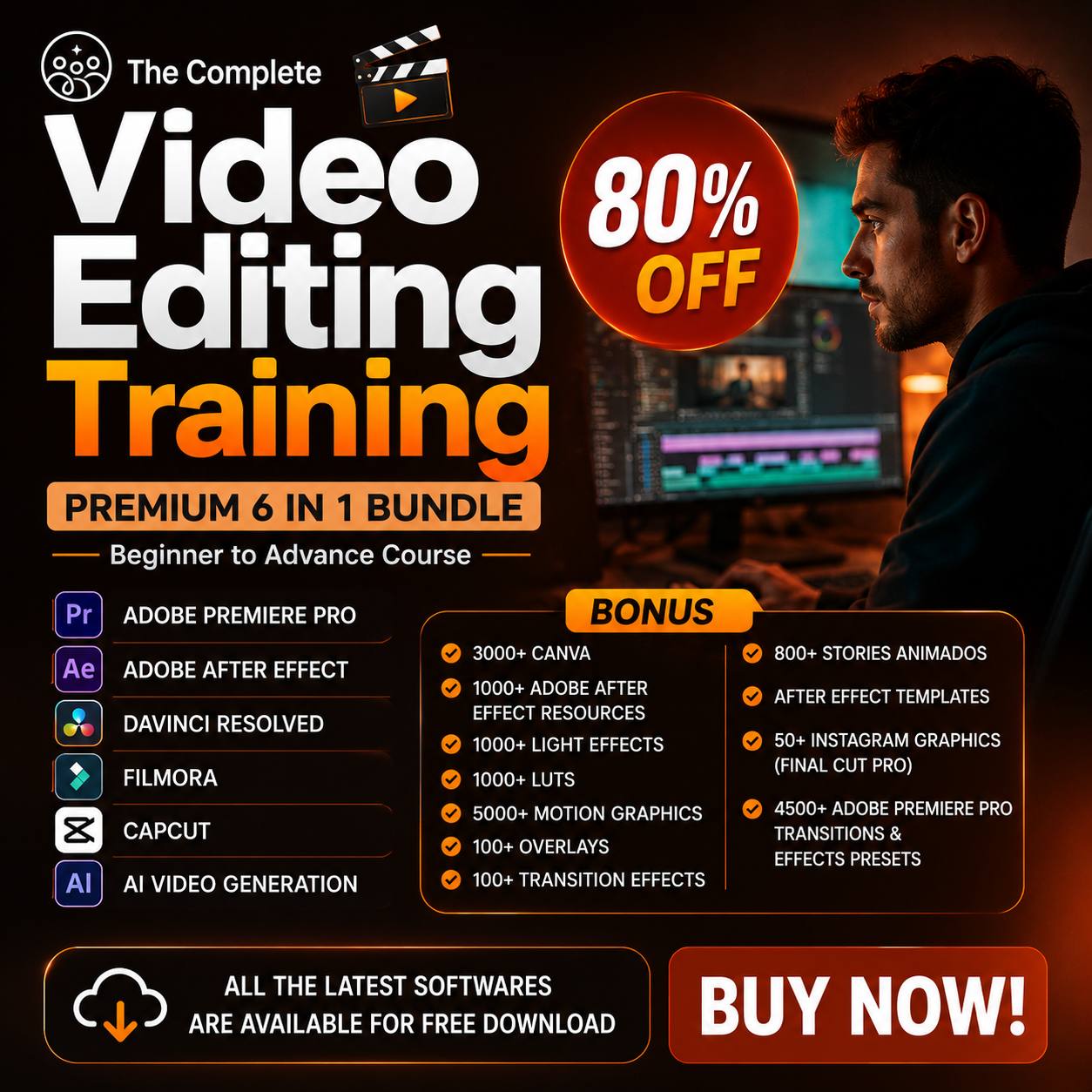 THE COMPLETE 6-IN-1 VIDEO EDITING MASTERY BUNDLE