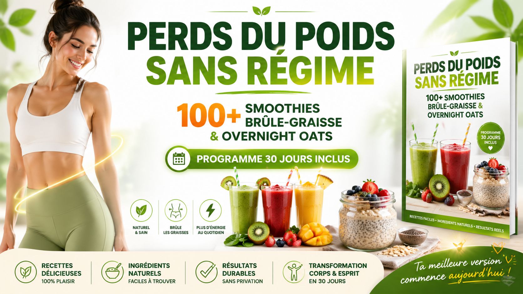“Perds du poids sans régime : 100+ Smoothies Brûle-Graisse & Overnight Oats